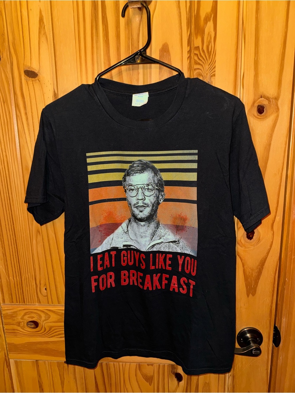 Jeffrey Dahmer Black Graphic Tee - 'I Eat Guys Like You for Breakfast'